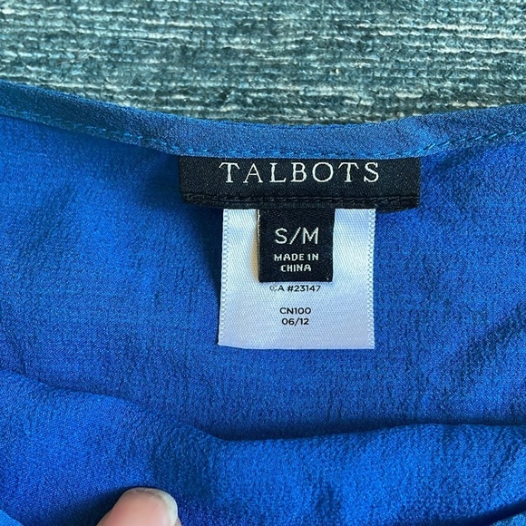 Talbots Blue Paisley Silk Kaftan Pop Over Tunic Top - Picture 8 of 9